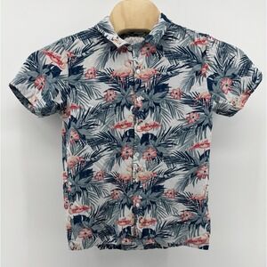 A.M London Hawaiian Shirt Men's Size S Viscose Flamingo Floral Tropical Beach